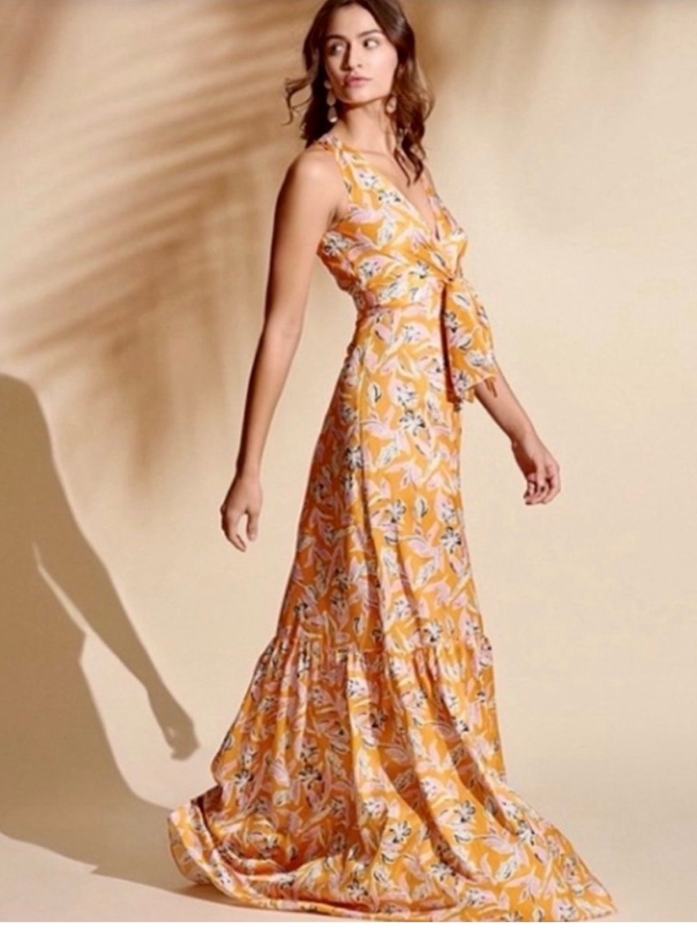 Sachin + Babi Allie Floral Satin Bow Front Sleeveless Dress in Orange, Size 10